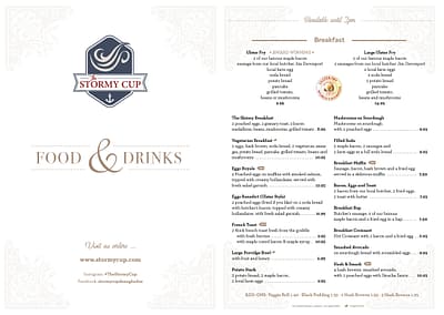 The Stormy Cup Menu Page 1